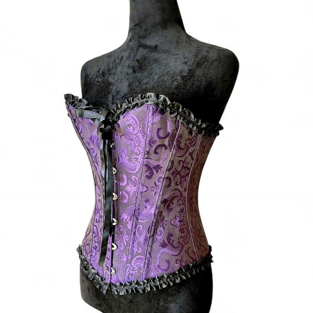 Y2K Fitted Purple Corset Top – Whimsygoth Lace Up XS